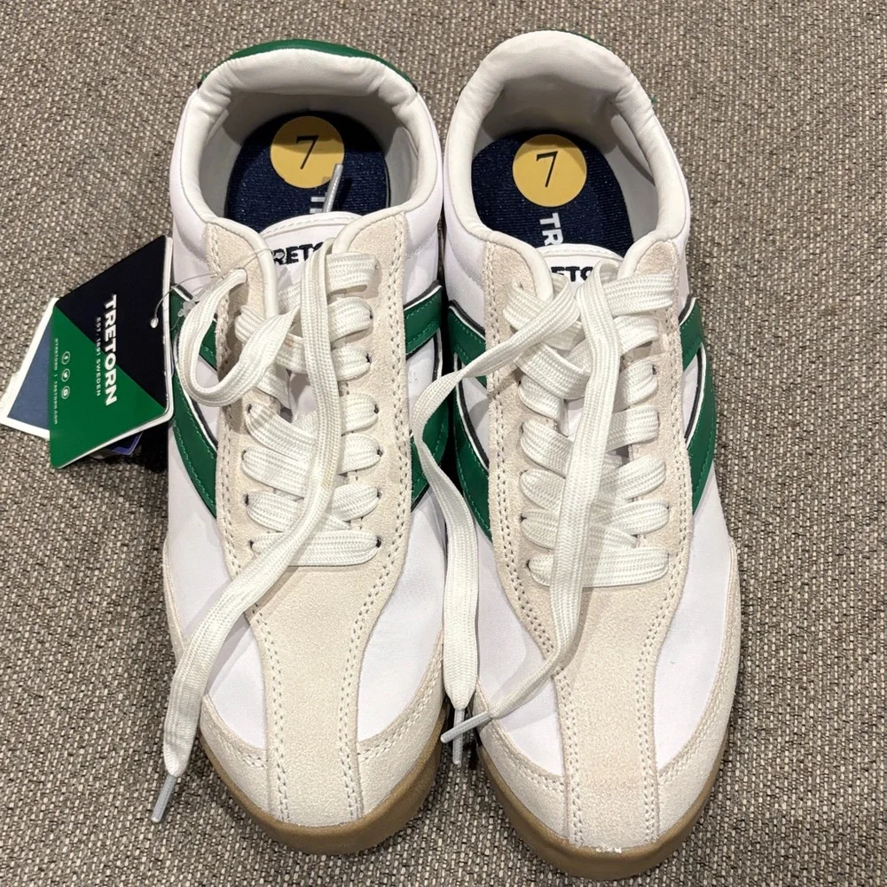 Tretorn Cream and Green Sneakers - Picture 1 of 12